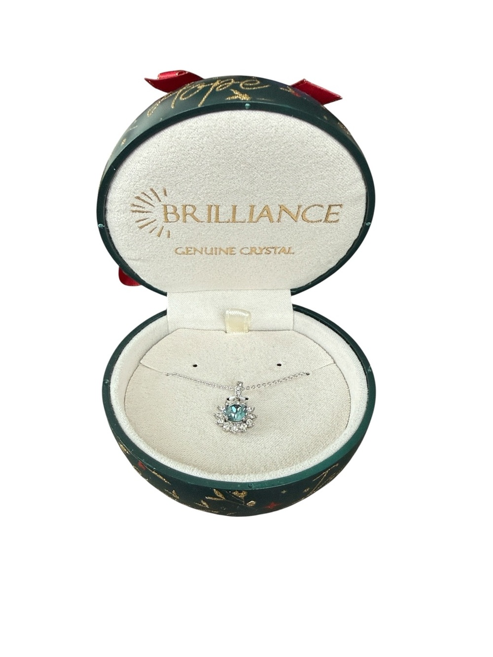 Brilliance Genuine Crystal Silver Plate Necklace In Ornament Gift Box NWT